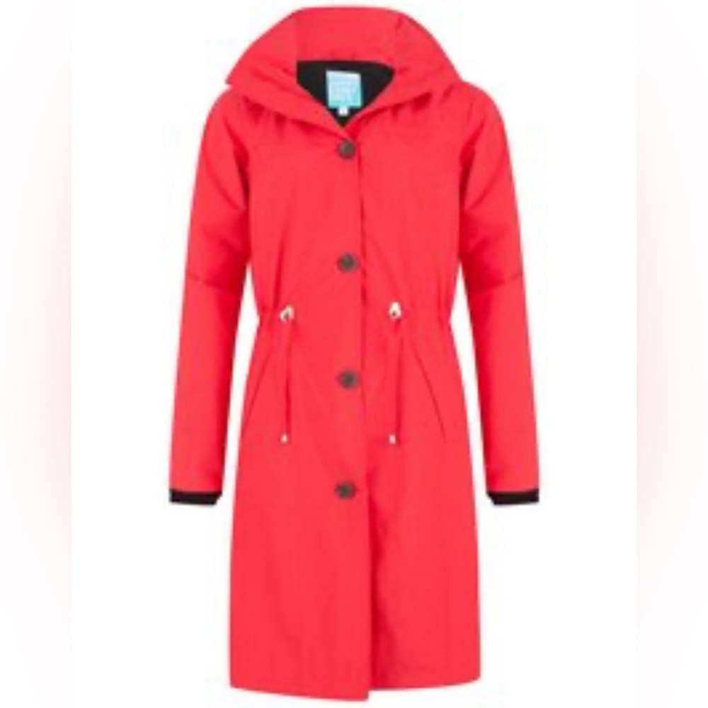 Happy Rainy Days Women Nylon Rain Coat Jacket Waterproof Hooded Red XS